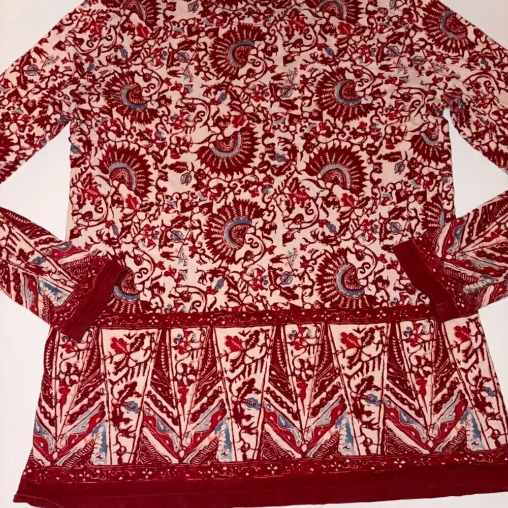 Tory Burch Printed Crew Neck Sweatshirt Pima Cotton Soft Tee Shirt Small